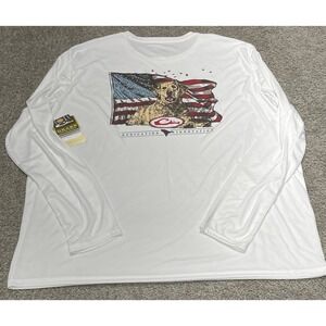 Drake Waterfowl Icon Americana Performance Crew Long Sleeve Shirt Size 2XL Dog